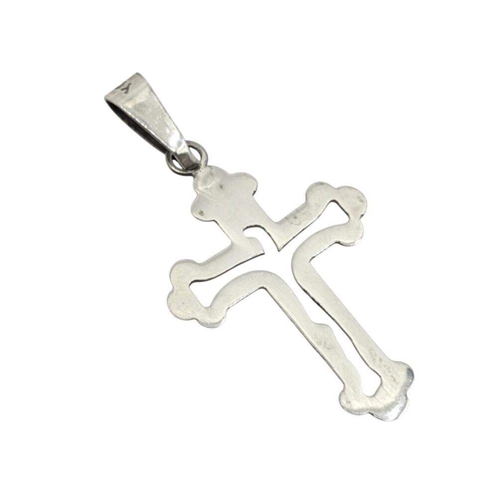 Sterling Silver 925 Mexico Cutout Cross Religious Christian Crucifix Pendant